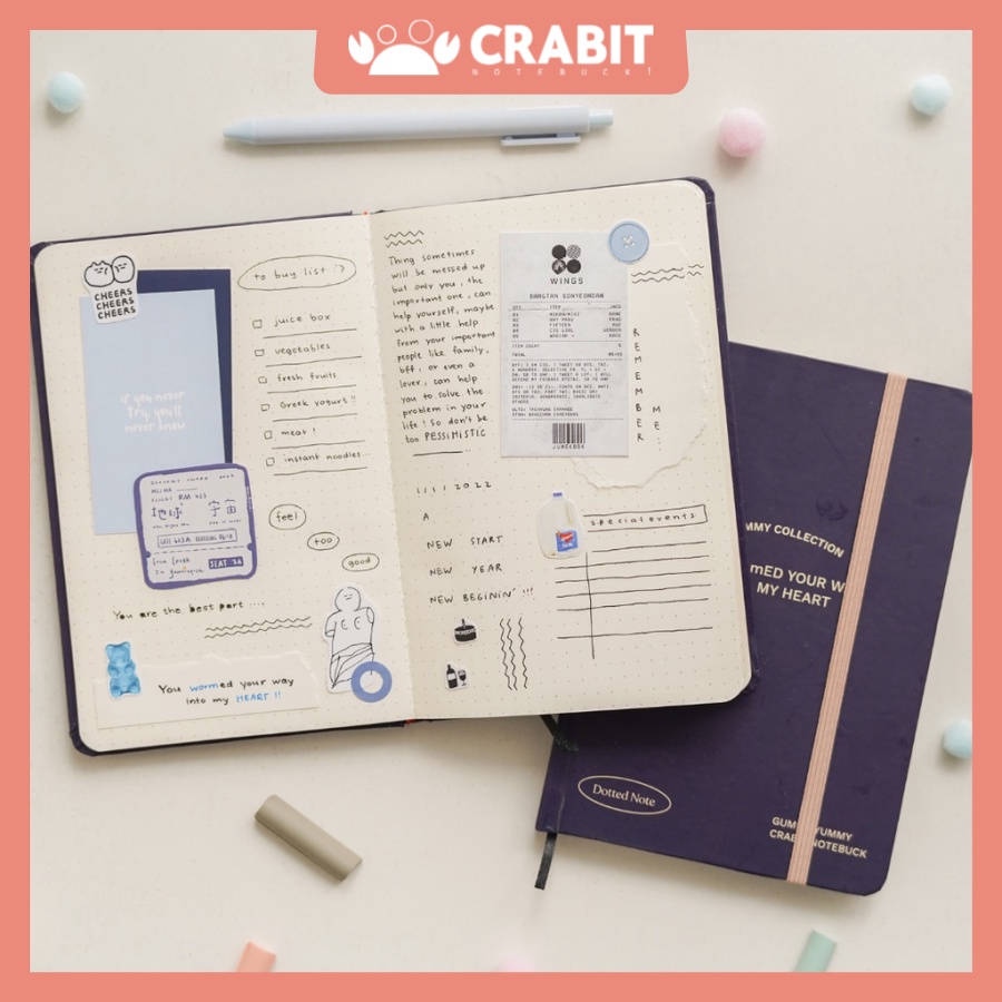 Sổ tay Bullet Journal Crabit - Lên kế hoạch - Dotgrid, Planner, Trơn, Còng, kẻ ngang... GIÁ SHOCK