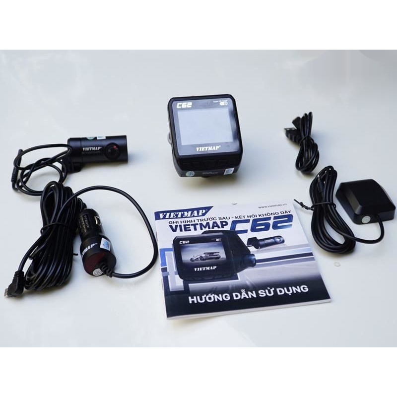 Camera hành trình Vietmap C62 Ghi hình Ultra HD 2K - Quay 2 Mắt Trước & Sau - Dẫn Đường - Camera Sau Kiêm Lùi.