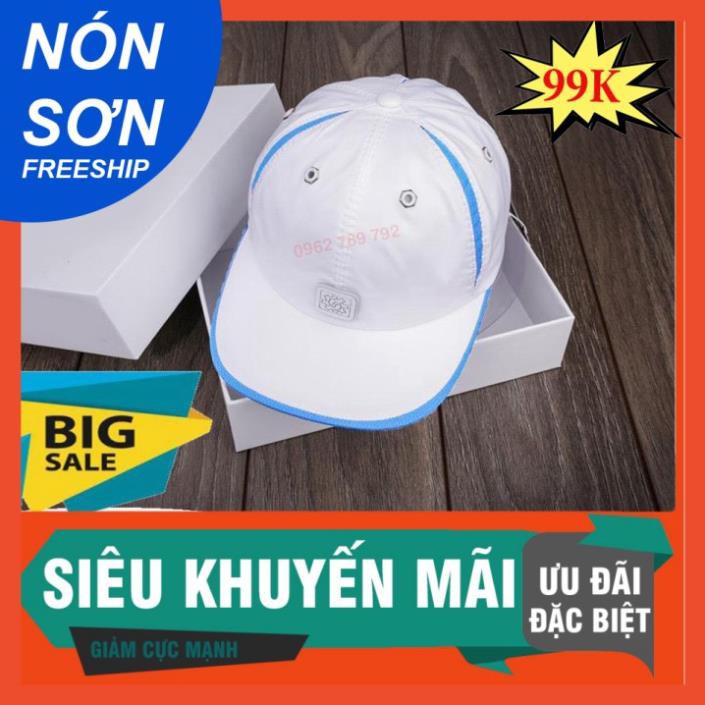 MỚI 2021 -  Mũ Nón Sơn Cao Cấp Hàng Xịn Chuẩn Tem 7 Màu Nam Nữ Thời Trang Trắng Khía Xanh biển