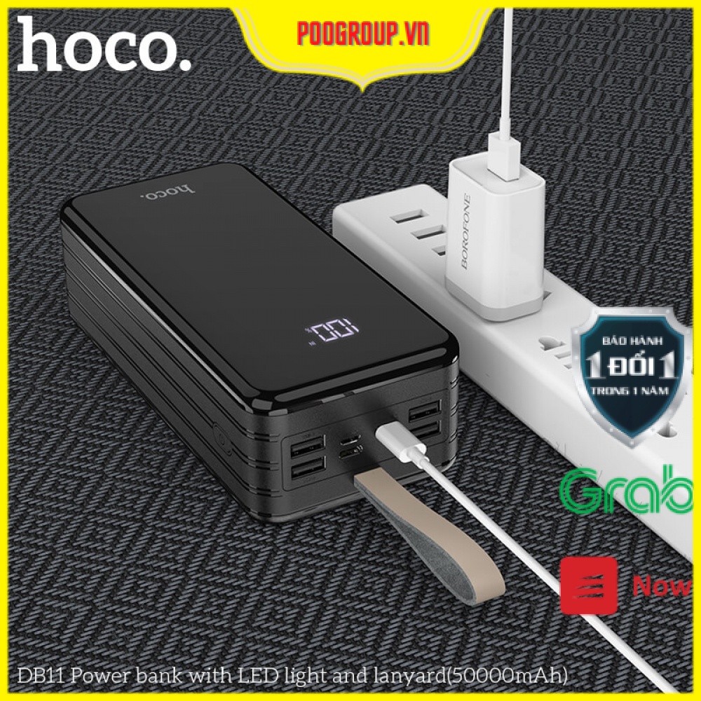 Pin Sạc dự phòng Chính Hãng Hoco DB11 50000mAh Cực Khủng Có Màn Hình và Đèn Pin Poggroup