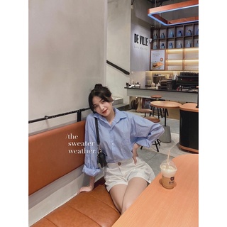 Áo sơ mi sọc kẻ nhỏ basic ( Ảnh thật )