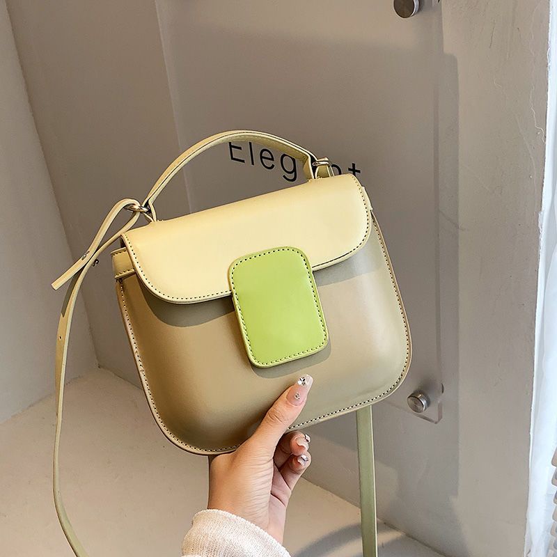 Túi Xách Đeo Vai Hình Vuông Cỡ Nhỏ Màu Sắc Tương Phản Thời Trang Cao Cấp Cho Nữ