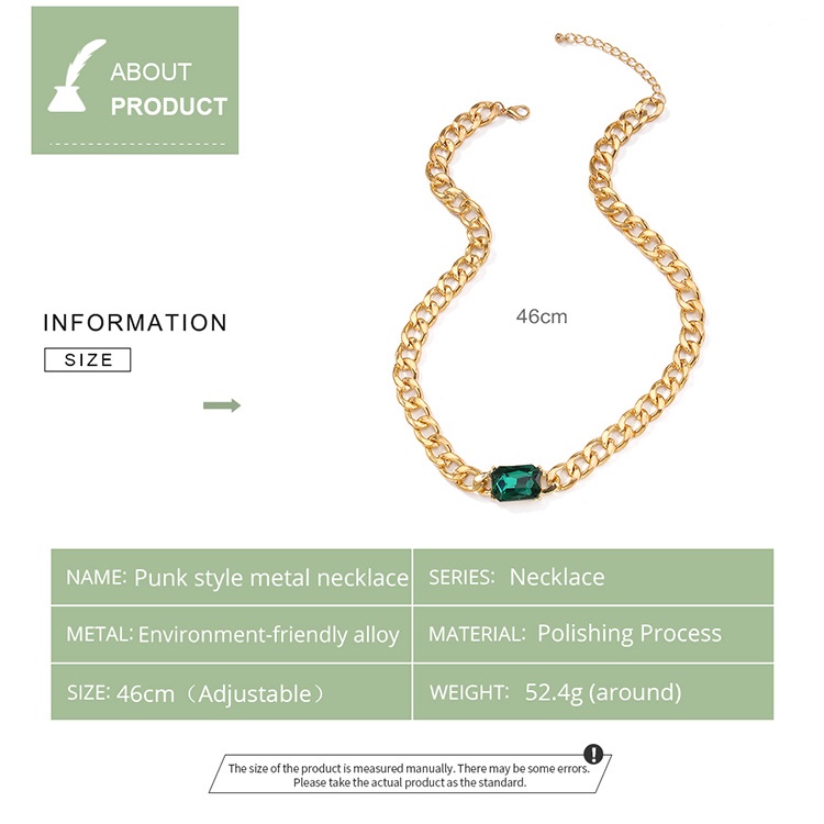 Dây chuyền Bamoer AIN027 46cm đính đá xanh lá thời trang cho nữ