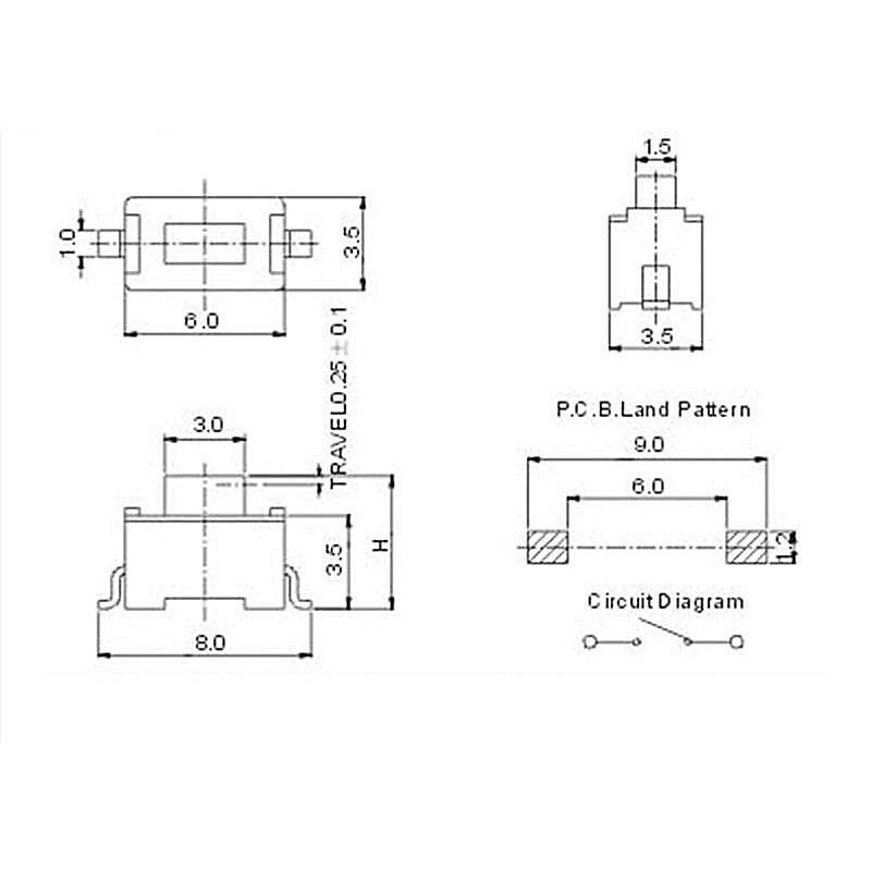 4 chiếc nút nhấn reset 3x6x4.3 mm chân hàn dán màu trắng