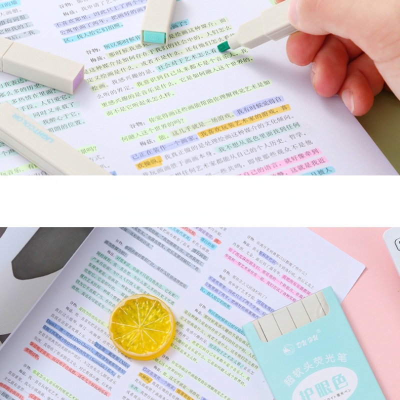 Set 6 bút dạ quang mềm sức chứa lớn màu sáng dùng cho học sinh