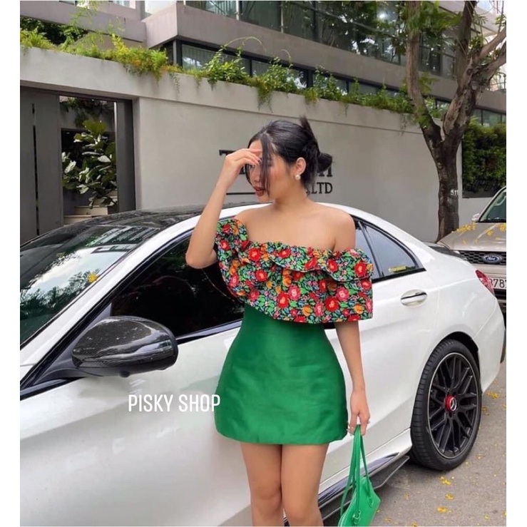 🍃 SET ÁO HỞ VAI HOA MIX CÙNG CHÂN VÁY HÀNG THIẾT KẾ CAO CẤP