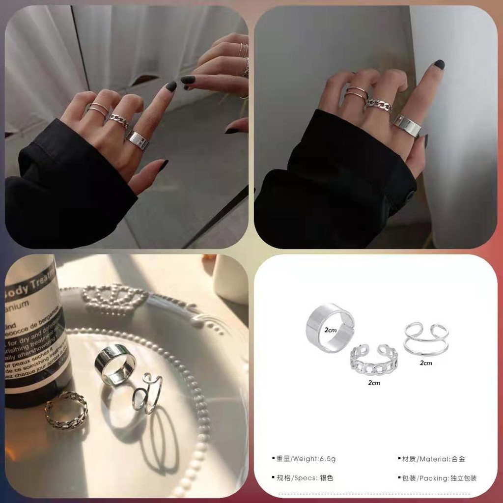 Nhẫn bằng kim loại phong cách Hàn Quốc độc đáo cho nữ