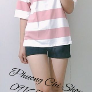 Áo phông form rộng kẻ ngang