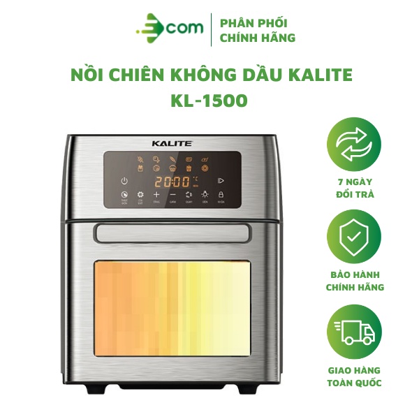 [Mã ELHADEV giảm 4% đơn 300K] Nồi chiên không dầu Kalite KL 1500, dung tích 15L, công suất 1700W, phụ kiện đa dạng