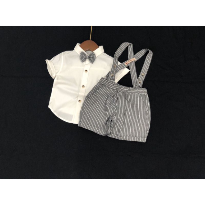Bộ yếm vest gile bé trai đầy tháng thôi nôi họa tiết sọc 5-15kg