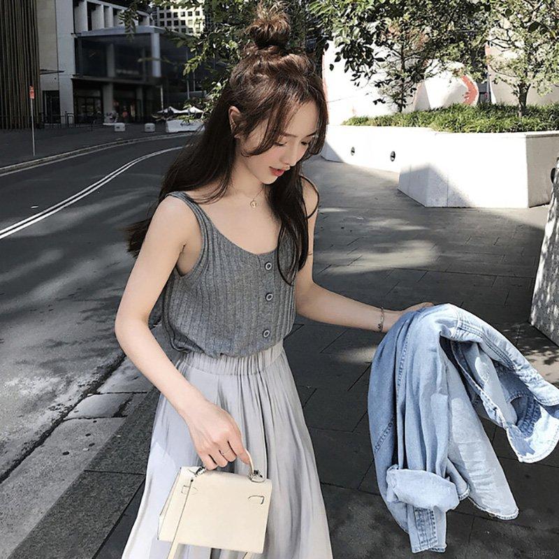 Áo sát nách màu trơn cổ chữ U phong cách hàn quốc