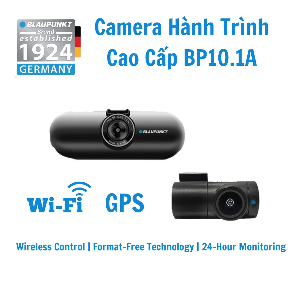 Camera hành trình ô tô Blaupunkt BP10.1A có Wifi, GPS, hoạt động 24/24 ngay cả khi xe tắt máy