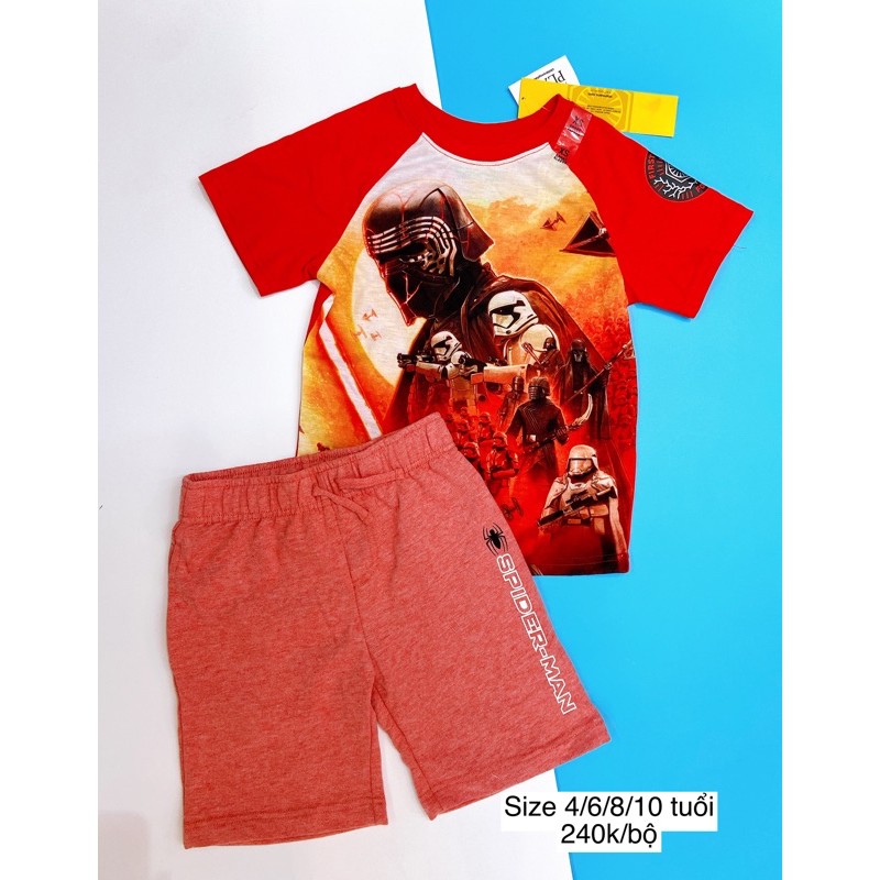 Bộ hè Áo phông cộc tay Quần đùi bé trai mix