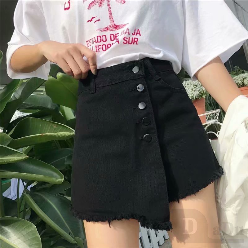 Chân Váy Chữ A Lưng Cao Dáng Rộng Chất Liệu Cotton Phong Cách Hàn Quốc Thời Trang Cho Nữ