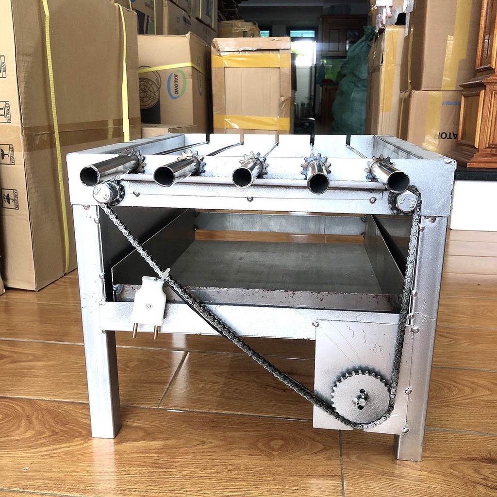 Máy nướng thịt chả lò quay gà vịt mini bếp nướng than hoa mô tơ tự động chuẩn