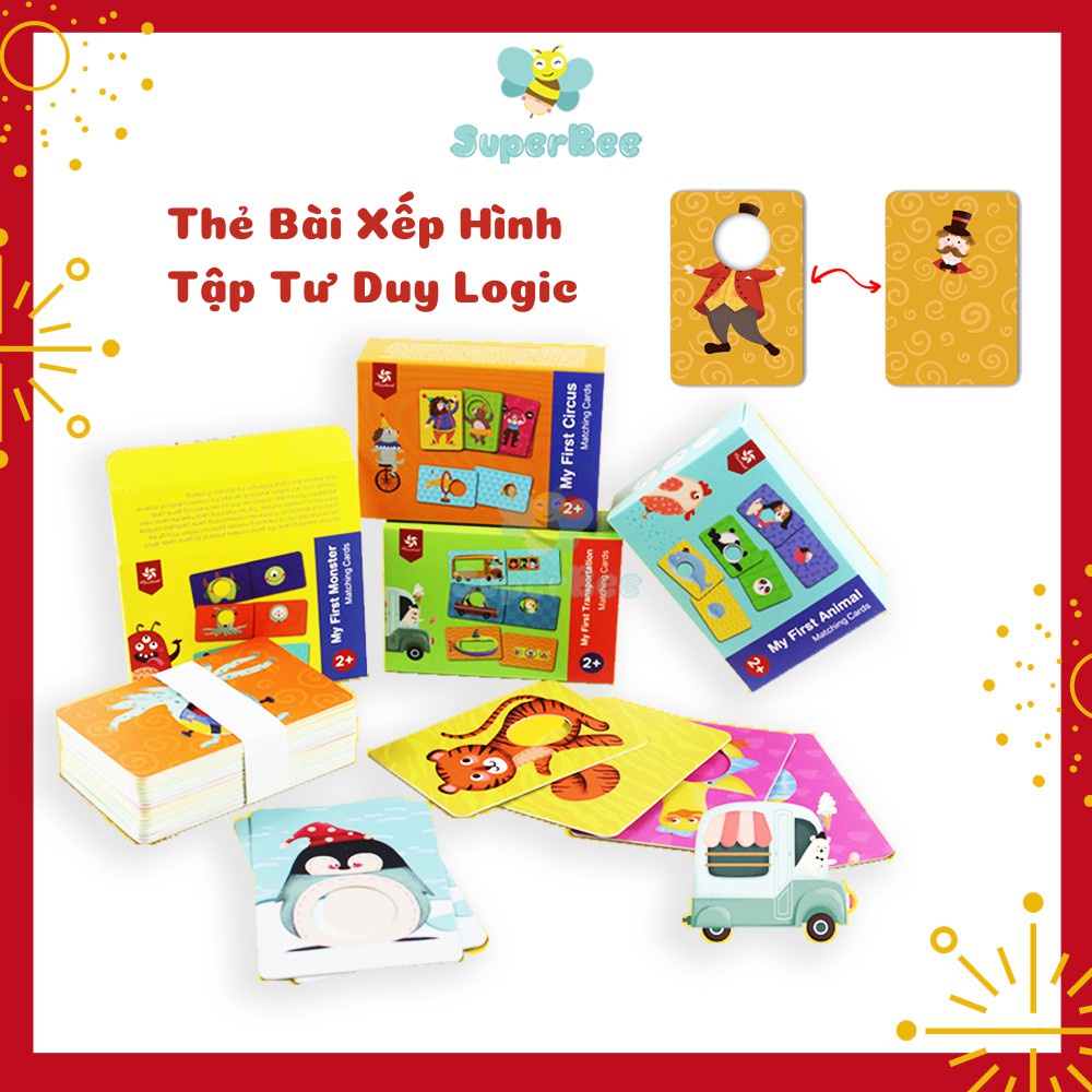 Thẻ Bài Ghép Hình Động Vật Độc Đáo, Thẻ Học Thông Minh, Đồ Chơi SuperBee Phát Triển Tư Duy