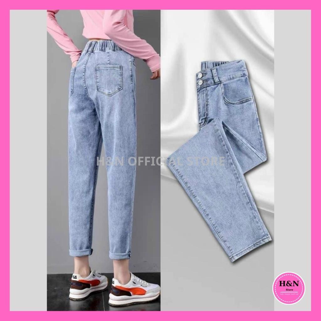 Quần baggy jean nữ quần bò nữ lưng cao chun sau phong cách hàn quốc HN Clothing Q3