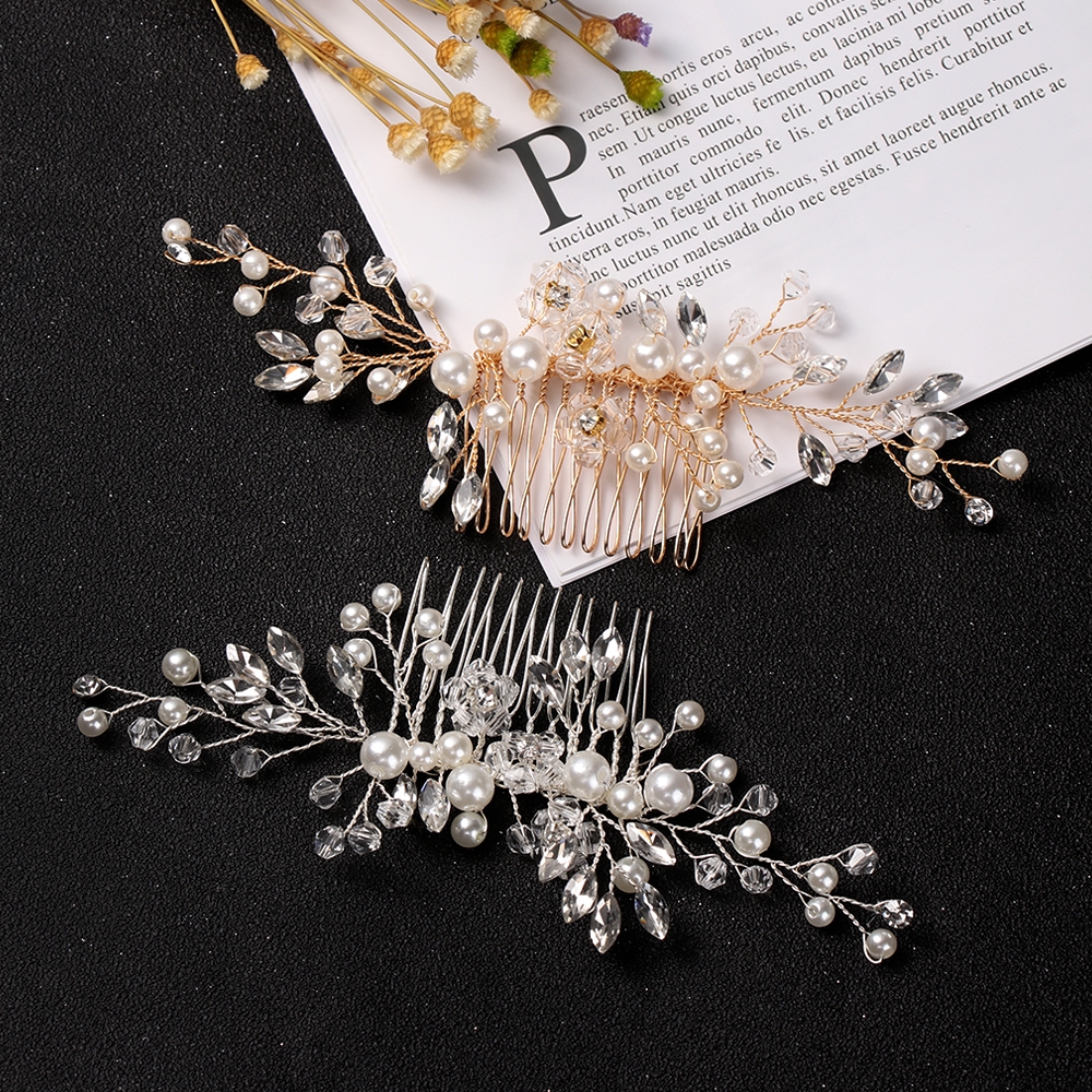 Lược cài tóc đính hạt ngọc trai cho cô dâu