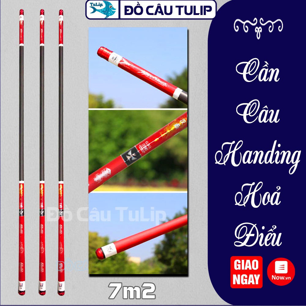 Cần Câu Cá HANDING HOẢ ĐIỂU Carbon 5H Cao Cấp - Cần Câu Tay Siêu Bạo Lực Siêu Cứng Rút Gọn - Cần Câu Đài Tulip