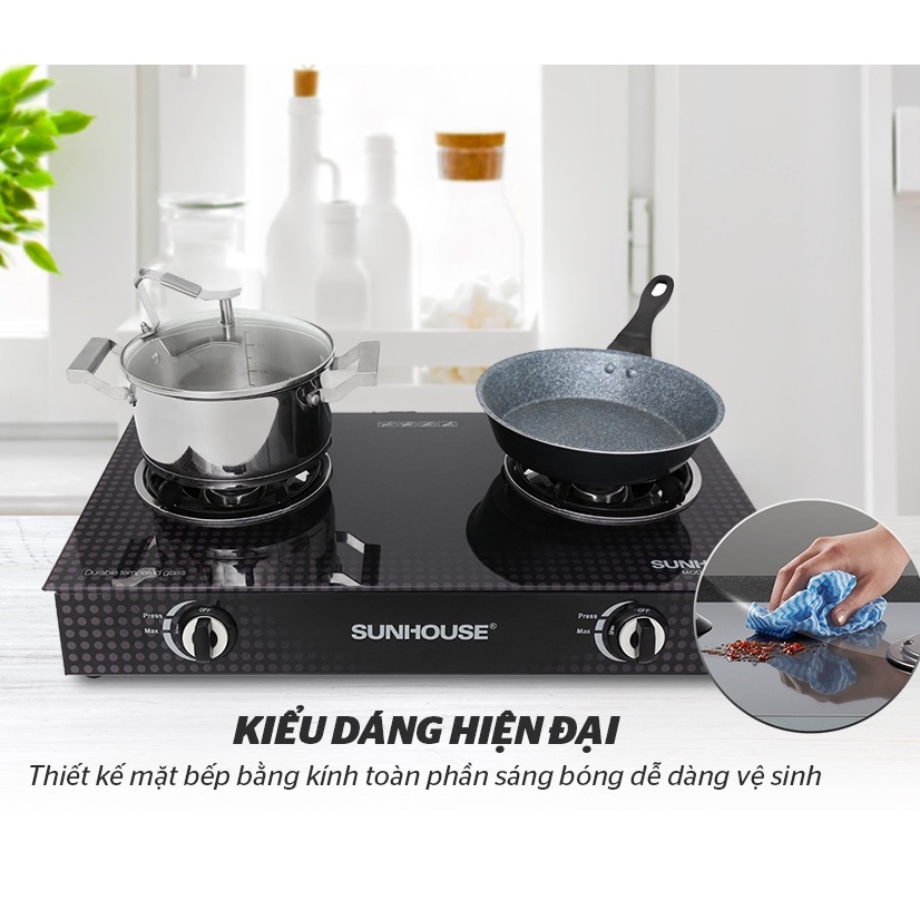 Bếp ga đôi Sunhouse SHB3366MT-Chính hãng trưng bày+Tặng dây dẫn gas