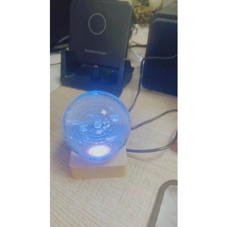 Đèn ngủ 3D quả cầu pha lê phát sáng nhiều màu