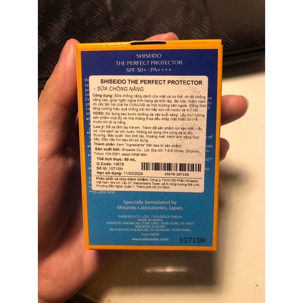 Sữa chống nắng Shiseido