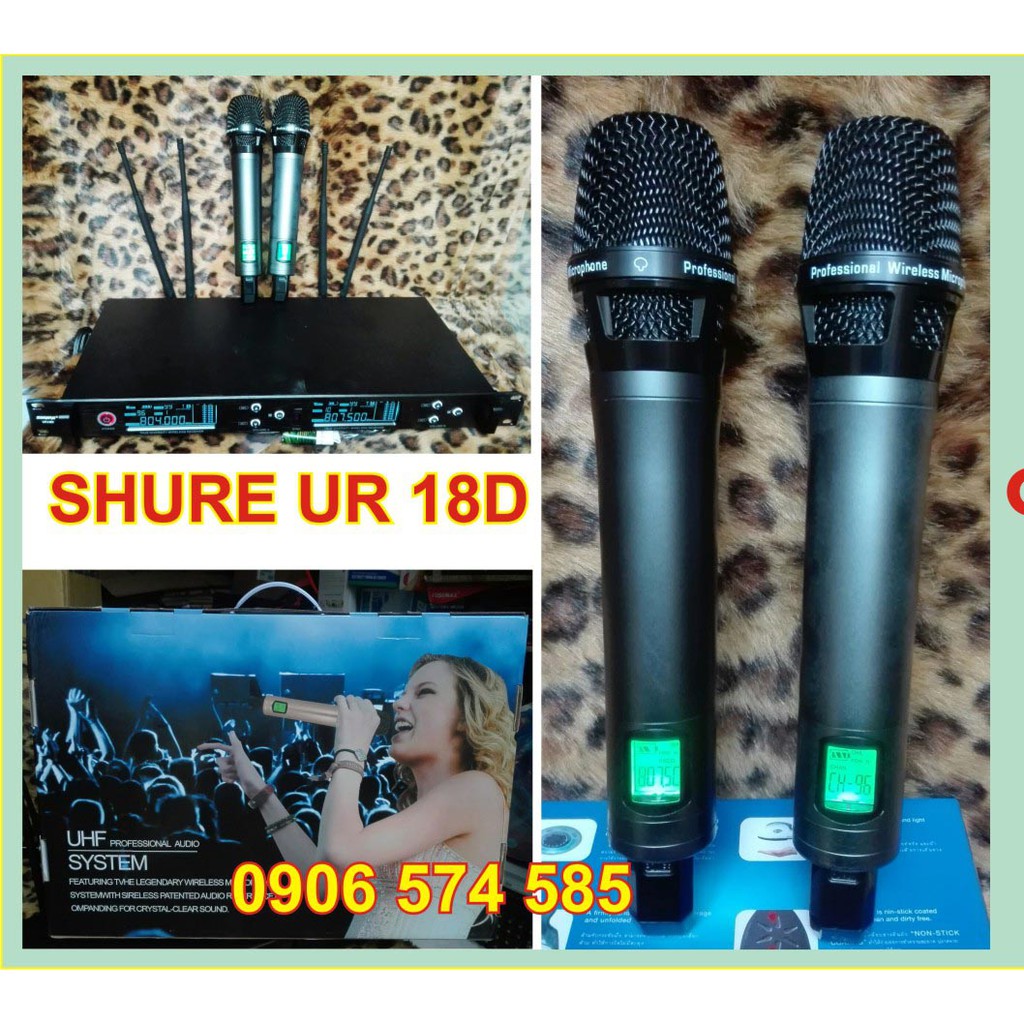 Micro UR 18D - Micro shure UR 18D- Micro không dây - Micro Sân Khấu  chuyên nghiệp - Micro karaoke gia đình cao cấp