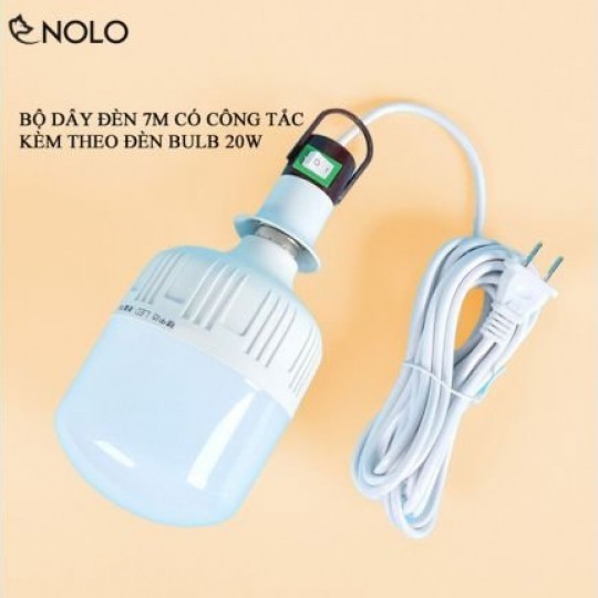 [FREESHIP] BỘ DÂY ĐUI ĐÈN 7m KÈM BÓNG 20W - CHUI ĐÈN CHỐNG NƯỚC, DÂY 1m5, PHÍCH CẮM