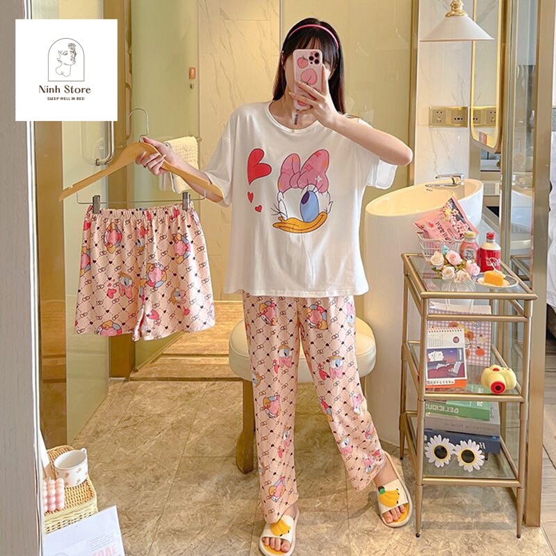 Đồ Ngủ Nữ ❤️FREESHIP❤️SET 3 MÓN Gucci Siêu Xinh Siêu Dễ thương Bộ Ngủ Hot Hit