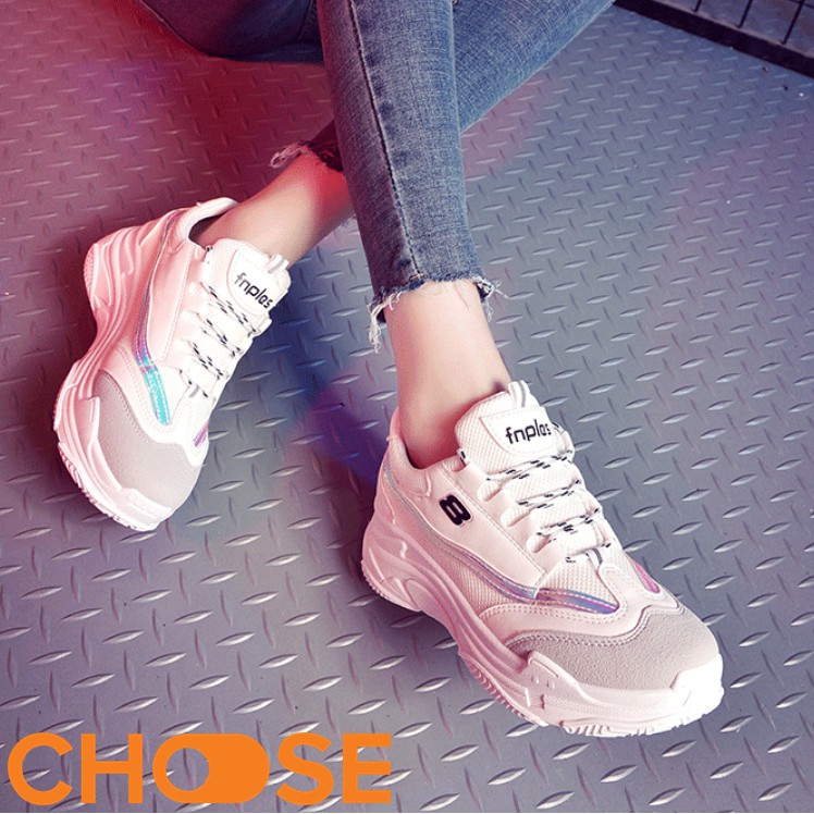 Giày Nữ Sneaker Choose Nữ Giày Thể Thao Độn Đế ULZANG Tăng Chiều Cao Viền Màu Cá Tính G29K1