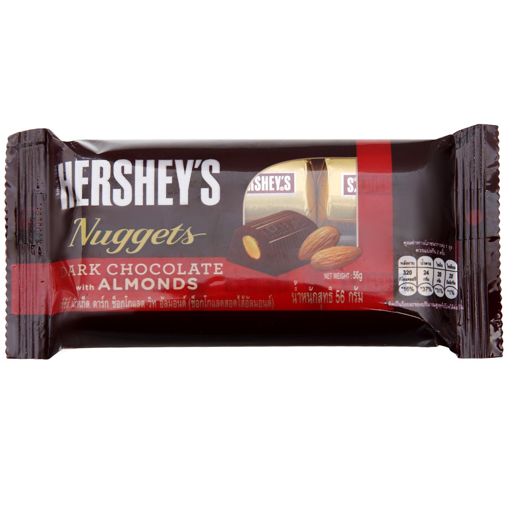 Socola đen nhân hạnh nhân Hershey's Nuggets gói 56g