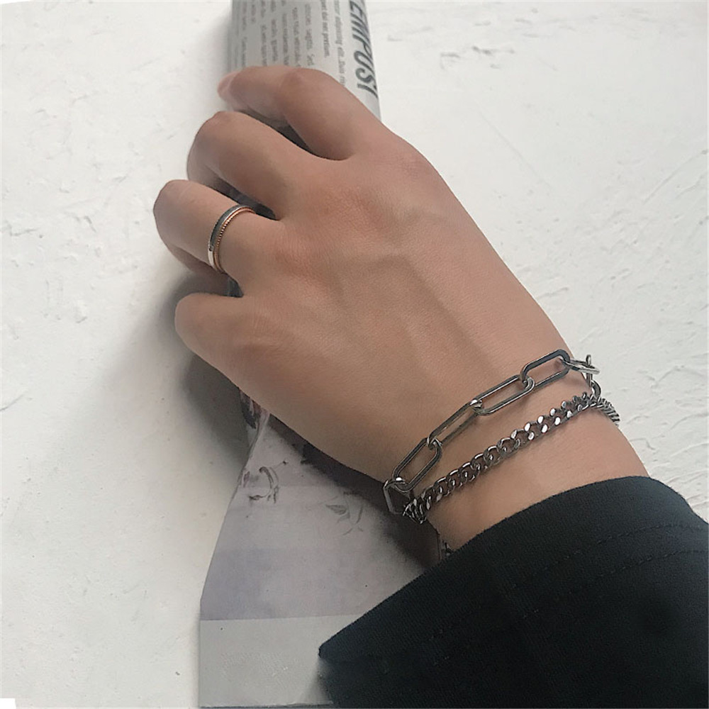 Vòng tay hợp kim hai lớp phong cách hip-hop