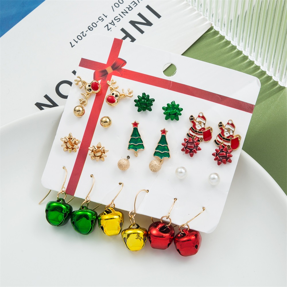 Set 9/12 đôi bông tai thẻ hình cây thông Noel