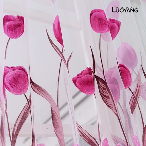 Rèm Cửa Sổ In Hình Hoa Tulip Lãng Mạn