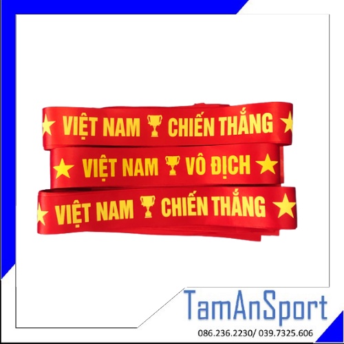 Băng rôn cổ vũ Việt Nam vô địch - Dải băng đầu cổ vũ bóng đá vải phi bóng - Banner thể thao