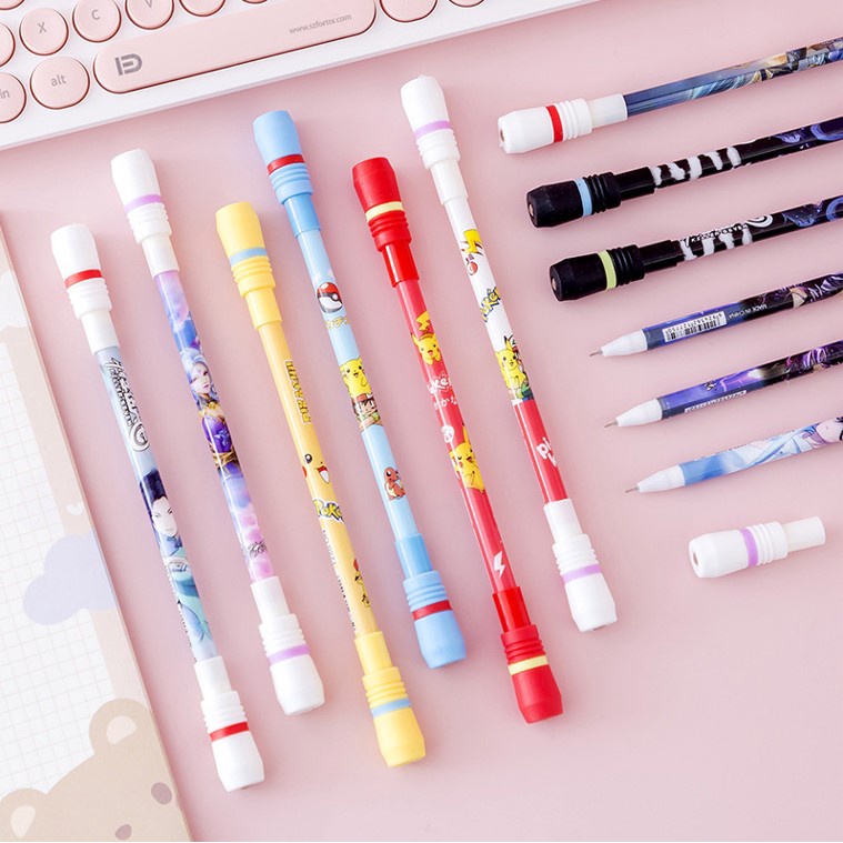 Bút gel xoay hai đầu họa tiết hoạt hình dễ thương 10 kiểu khác nhau cho học sinh/văn phòng