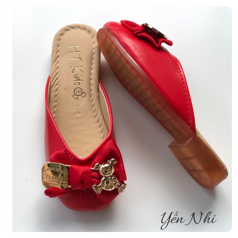 Dép sục trẻ em,Sục nơ xinh cho bé gái màu đỏ phong cách Hàn Quốc đế chống trơn trượt cho bé gái