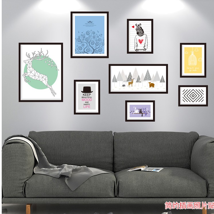 Giấy dán tường, tranh dán tường, decal 3D Dán Tường 3D Siêu Chất - Bộ Khung Tranh Trang Trí Con Hươu