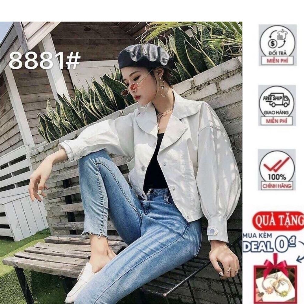 Áo khoác da dáng rộng tay dài phong cách cá tính freesize KimDesign A008