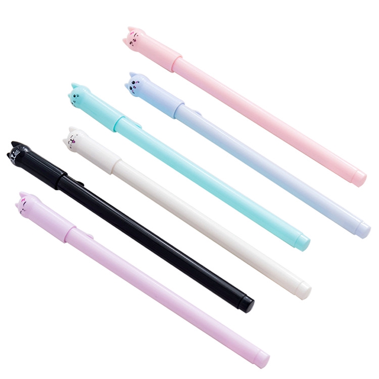 Bút Mực Gel Ngòi 0.5Mm In Hình Mèo Dễ Thương Kiểu Hàn Quốc