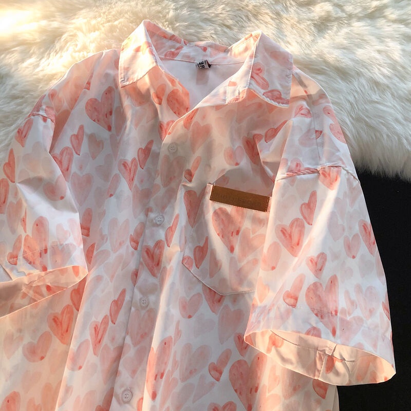 Áo Sơ Mi Tay Ngắn Dáng Rộng Vải Lụa Thời Trang Mùa Hè Phong Cách Hàn Quốc Cho Nữ