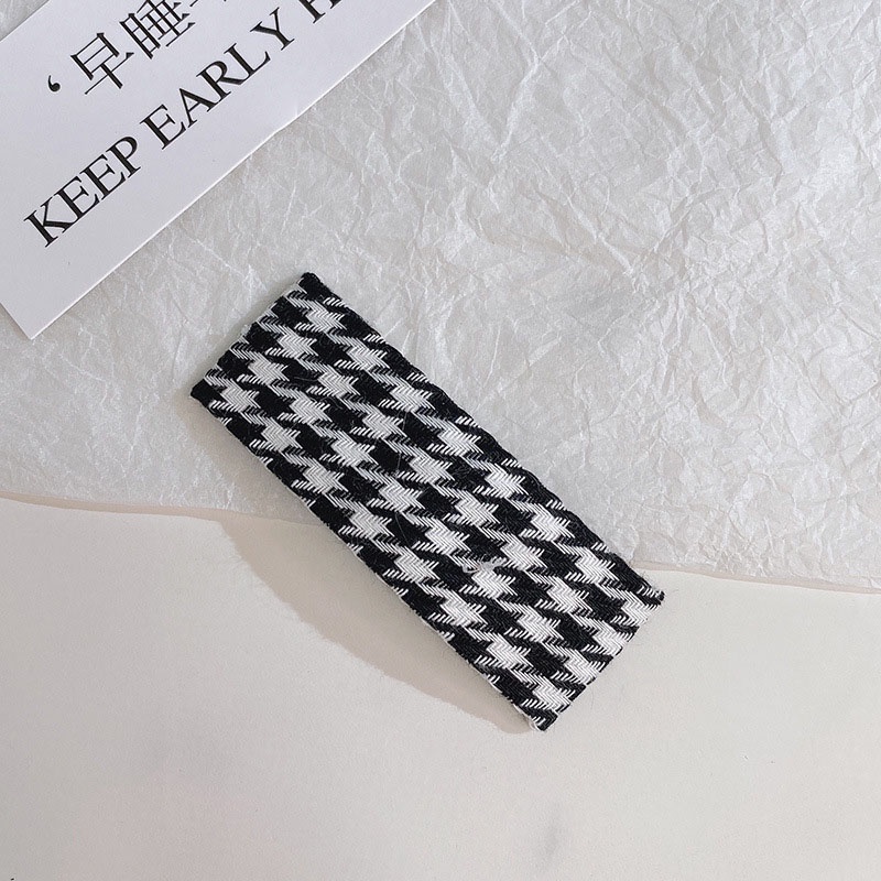 Kẹp BB kẻ sọc Houndstooth phong cách Hàn Quốc thời trang thu đông cho nữ