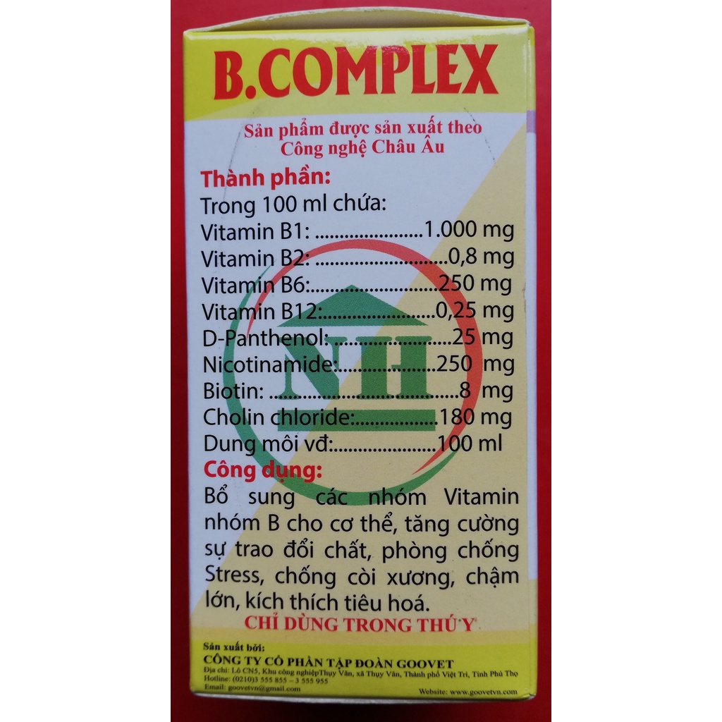 1 lọ B.complex 100ml dùng tốt cho gia súc, gia cầm, trâu, bò, lợn, gà, gà chọi, gà đá, chim cảnh, chó mèo