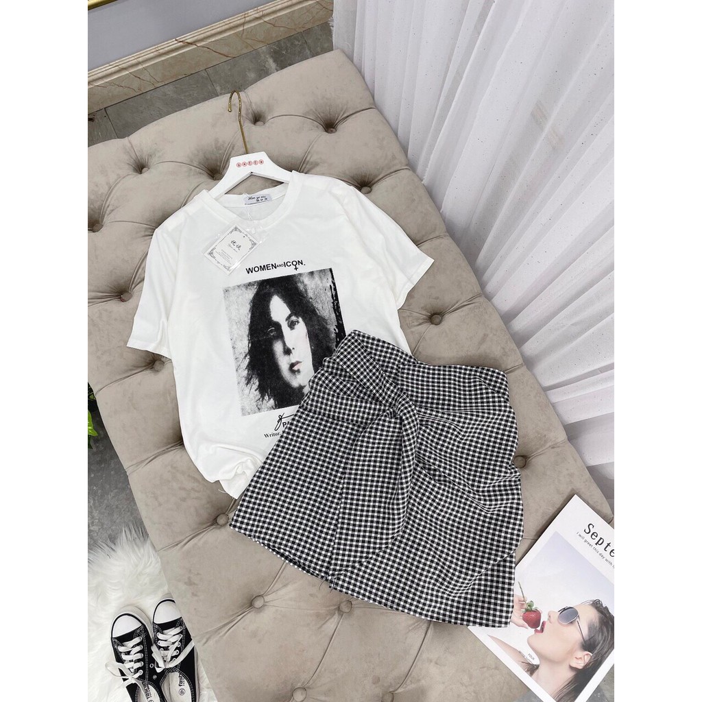 Sét Đồ Nữ , Sét Áo Phông Cô Gái Kèm Chân Váy Kẻ | BigBuy360 - bigbuy360.vn