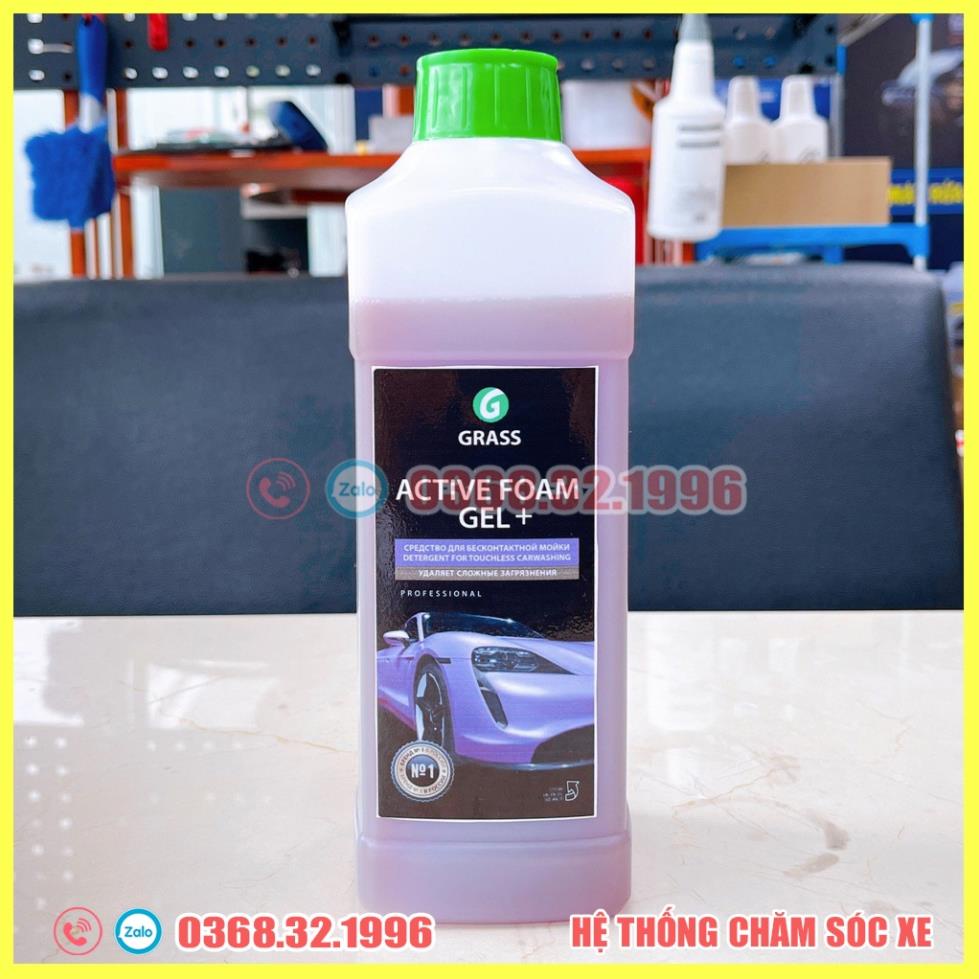 Dung Dịch Rửa Xe Không Chạm - Nước Rửa Xe Ô Tô, Xe Máy Grass  Active Foam GEL - 1L(Hàng Chính Hãng)Tặng 01 Khăn Lau Xe