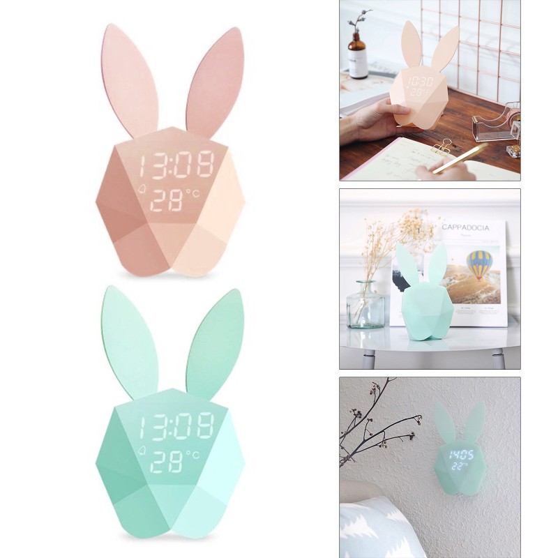 kiss* Multifunctional USB Smart Alarm Clock Simple Design Cute Rabbit Head USB Clock