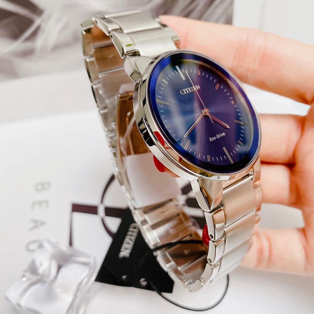 Đồng Hồ Nam Citizen Eco-Drive BJ6510-51L dây bạc mặt xanh