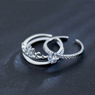 Nhẫn vương miện bạc 2 trong 1