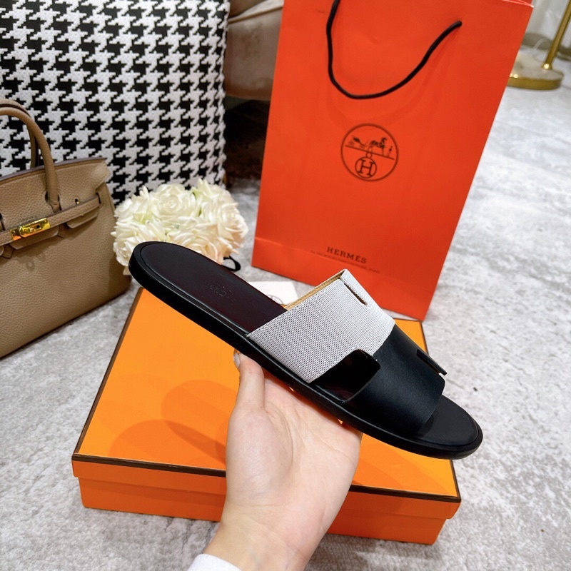 Dép quai ngang chữ H logo thương hiệu Hermes HM 2022 cao cấp da thật cho nam