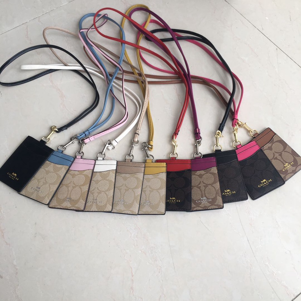 Coach Ví Da Đựng Thẻ Kèm Dây Đeo Tiện Dụng